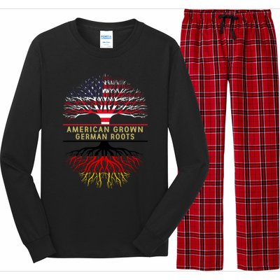 American Grown Ger Roots America Gery Tree Flag Gift Long Sleeve Pajama Set