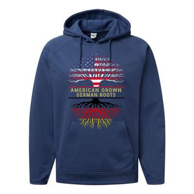 American Grown Ger Roots America Gery Tree Flag Gift Performance Fleece Hoodie