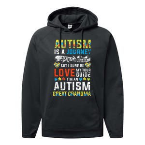 Autism Grandma Great Grandma Journey Quote Autism Awareness Performance Fleece Hoodie