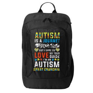 Autism Grandma Great Grandma Journey Quote Autism Awareness City Backpack