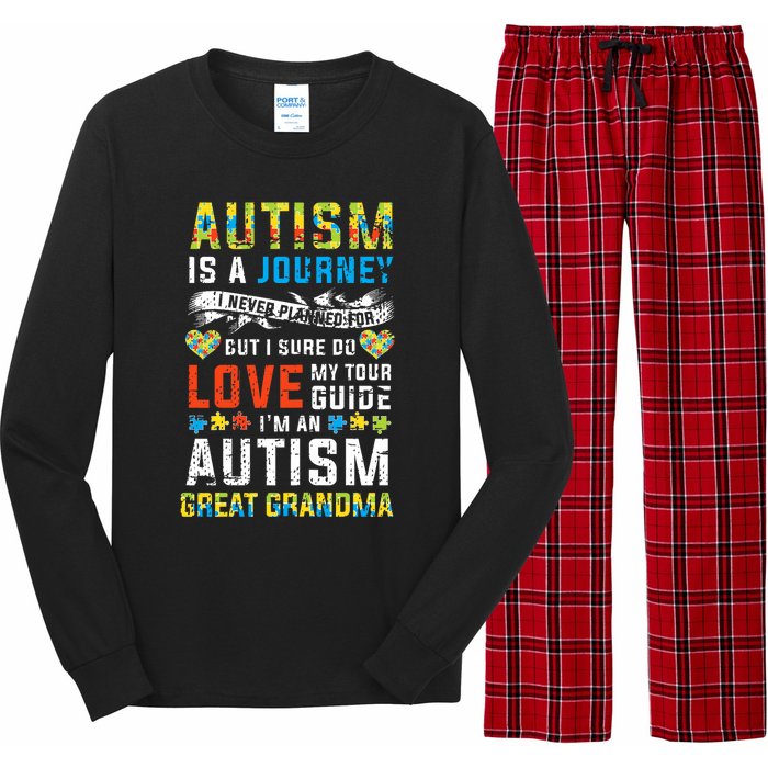 Autism Grandma Great Grandma Journey Quote Autism Awareness Long Sleeve Pajama Set