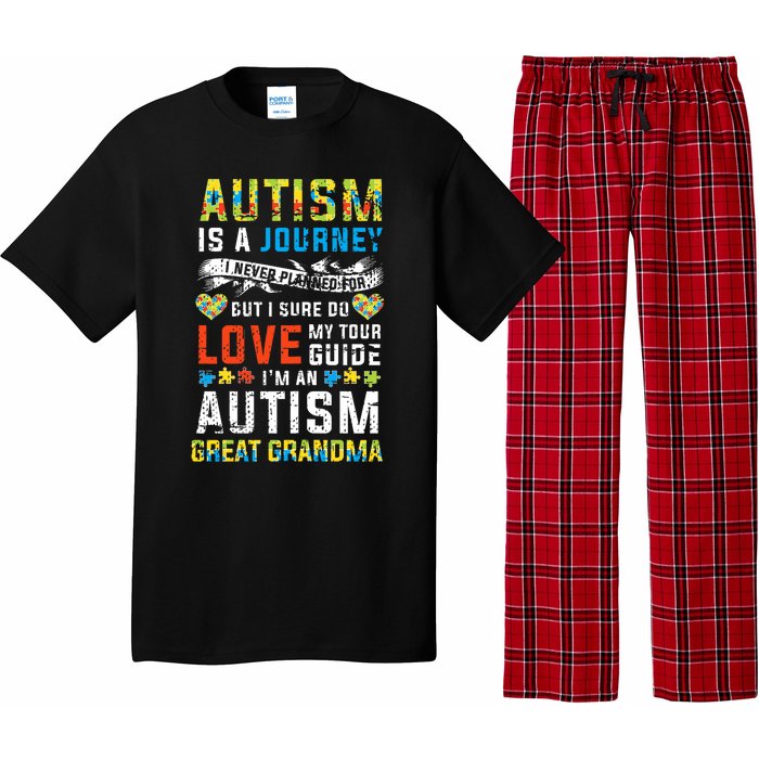 Autism Grandma Great Grandma Journey Quote Autism Awareness Pajama Set