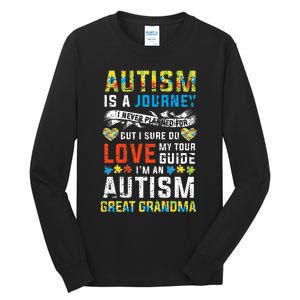 Autism Grandma Great Grandma Journey Quote Autism Awareness Tall Long Sleeve T-Shirt