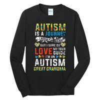 Autism Grandma Great Grandma Journey Quote Autism Awareness Tall Long Sleeve T-Shirt