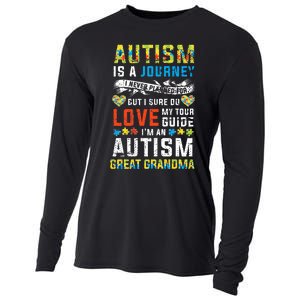 Autism Grandma Great Grandma Journey Quote Autism Awareness Cooling Performance Long Sleeve Crew