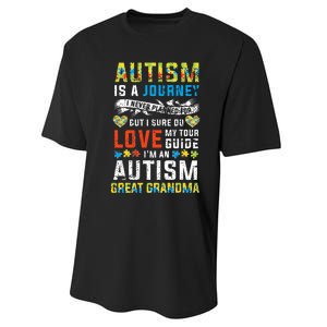 Autism Grandma Great Grandma Journey Quote Autism Awareness Performance Sprint T-Shirt