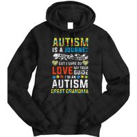 Autism Grandma Great Grandma Journey Quote Autism Awareness Tie Dye Hoodie