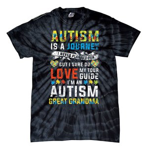 Autism Grandma Great Grandma Journey Quote Autism Awareness Tie-Dye T-Shirt