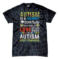 Autism Grandma Great Grandma Journey Quote Autism Awareness Tie-Dye T-Shirt