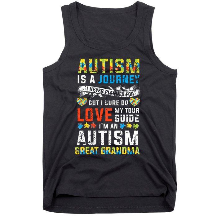 Autism Grandma Great Grandma Journey Quote Autism Awareness Tank Top