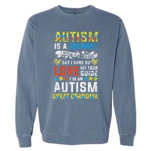 Autism Grandma Great Grandma Journey Quote Autism Awareness Garment-Dyed Sweatshirt