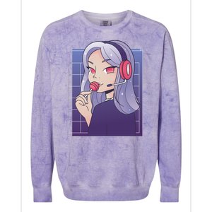 Anime Gamer Girl Lollipop Cute Colorblast Crewneck Sweatshirt