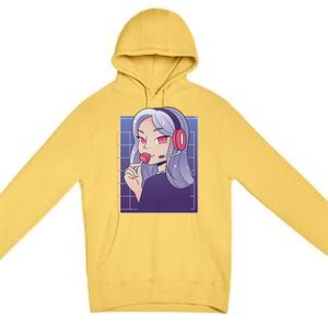 Anime Gamer Girl Lollipop Cute Premium Pullover Hoodie