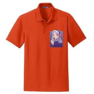 Anime Gamer Girl Lollipop Cute Dry Zone Grid Polo