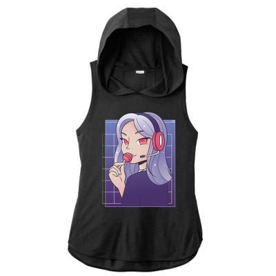 Anime Gamer Girl Lollipop Cute Ladies PosiCharge Tri-Blend Wicking Draft Hoodie Tank