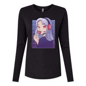 Anime Gamer Girl Lollipop Cute Womens Cotton Relaxed Long Sleeve T-Shirt