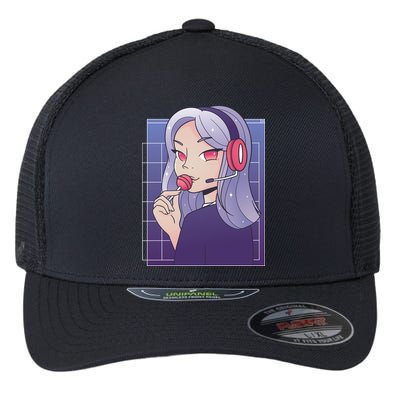 Anime Gamer Girl Lollipop Cute Flexfit Unipanel Trucker Cap