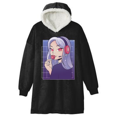 Anime Gamer Girl Lollipop Cute Hooded Wearable Blanket