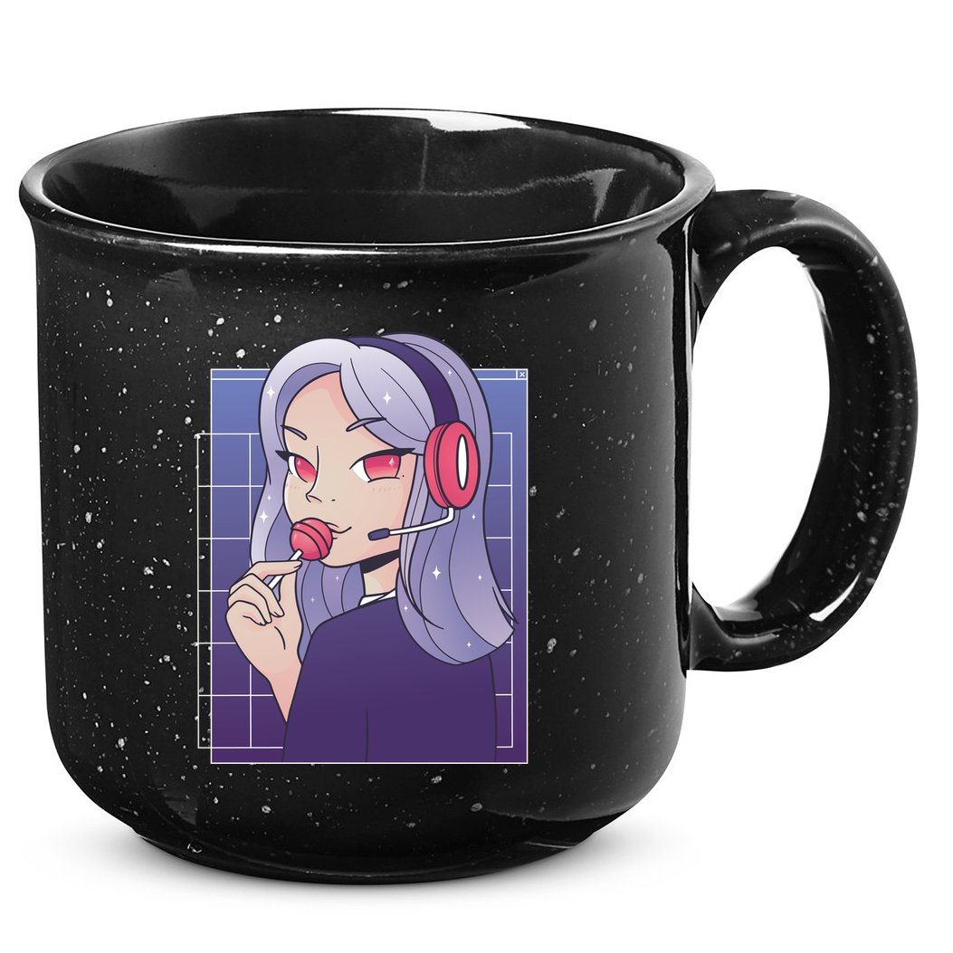 Anime Gamer Girl Lollipop Cute 15oz Campfire Ceramic Mug