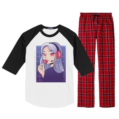 Anime Gamer Girl Lollipop Cute Raglan Sleeve Pajama Set