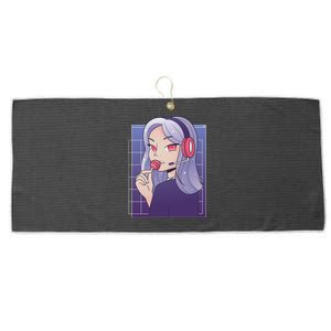 Anime Gamer Girl Lollipop Cute Large Microfiber Waffle Golf Towel