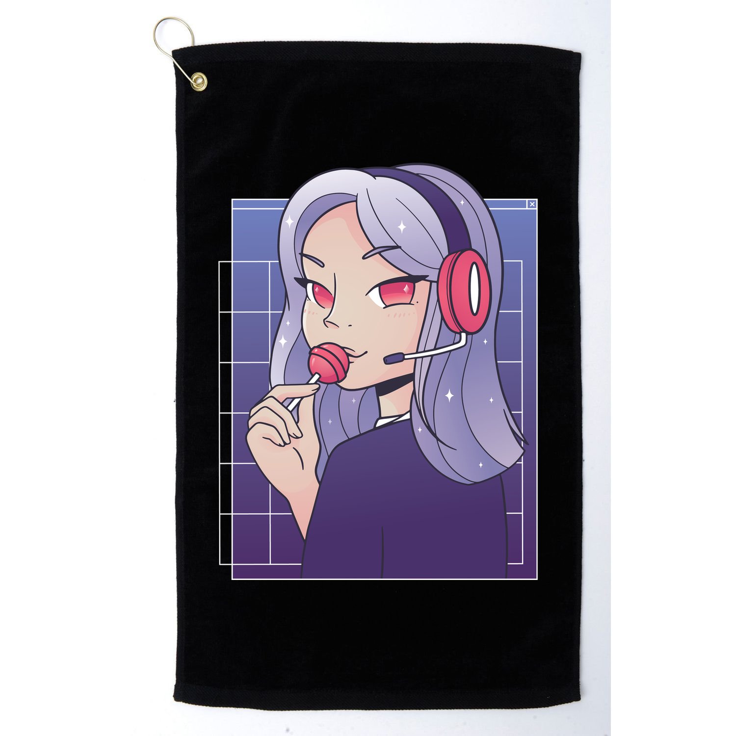 Anime Gamer Girl Lollipop Cute Golf Towel