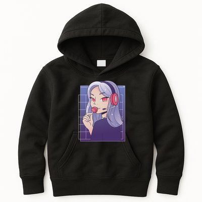 Anime Gamer Girl Lollipop Cute Kids Hoodie