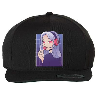 Anime Gamer Girl Lollipop Cute Wool Snapback Cap