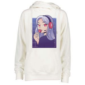 Anime Gamer Girl Lollipop Cute Womens Funnel Neck Pullover Hood