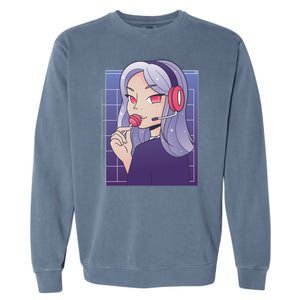 Anime Gamer Girl Lollipop Cute Garment-Dyed Sweatshirt