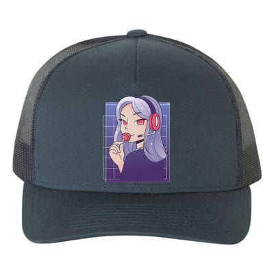 Anime Gamer Girl Lollipop Cute Yupoong Adult 5-Panel Trucker Hat