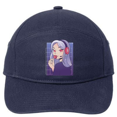 Anime Gamer Girl Lollipop Cute 7-Panel Snapback Hat