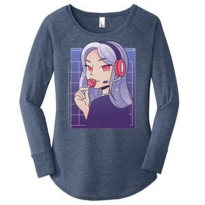 Anime Gamer Girl Lollipop Cute Women's Perfect Tri Tunic Long Sleeve Shirt