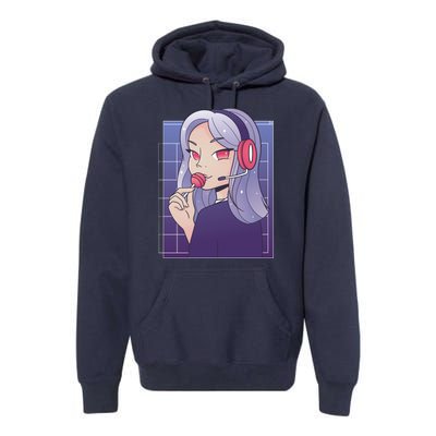 Anime Gamer Girl Lollipop Cute Premium Hoodie