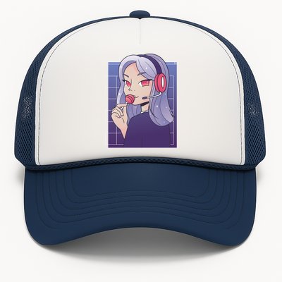 Anime Gamer Girl Lollipop Cute Trucker Hat