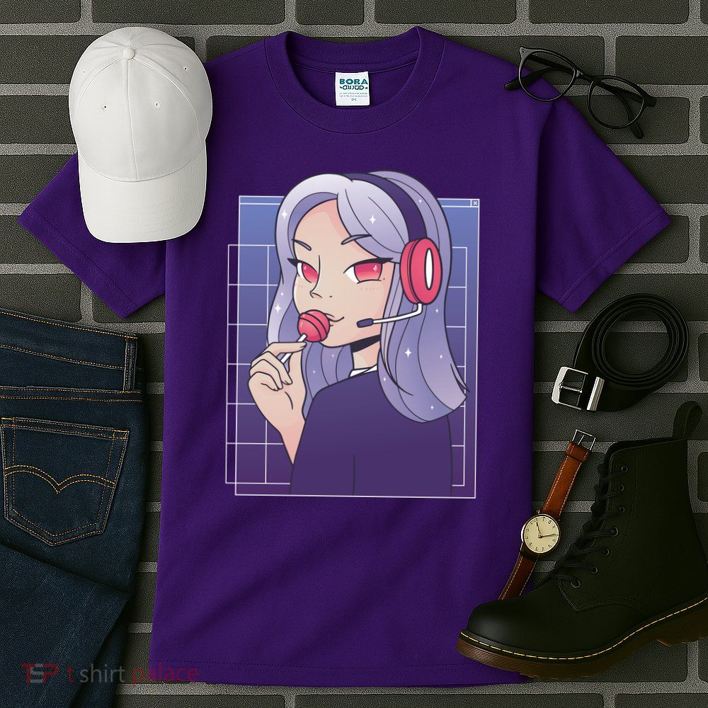 Anime Gamer Girl Lollipop Cute Tall T-Shirt