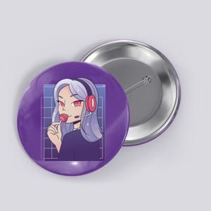 Anime Gamer Girl Lollipop Cute Button