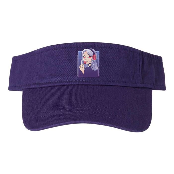 Anime Gamer Girl Lollipop Cute Valucap Bio-Washed Visor