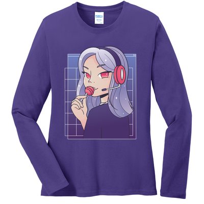Anime Gamer Girl Lollipop Cute Ladies Long Sleeve Shirt