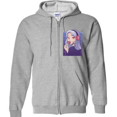 Anime Gamer Girl Lollipop Cute Full Zip Hoodie