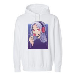 Anime Gamer Girl Lollipop Cute Garment-Dyed Fleece Hoodie