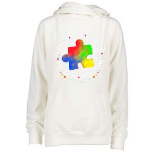 Autism Great Gift Respect Love Support Autism Awareness Cool Gift Womens Funnel Neck Pullover Hood