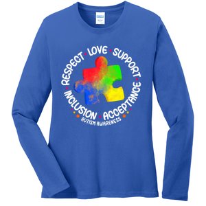 Autism Great Gift Respect Love Support Autism Awareness Cool Gift Ladies Long Sleeve Shirt