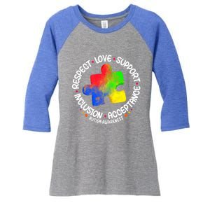 Autism Great Gift Respect Love Support Autism Awareness Cool Gift Women's Tri-Blend 3/4-Sleeve Raglan Shirt