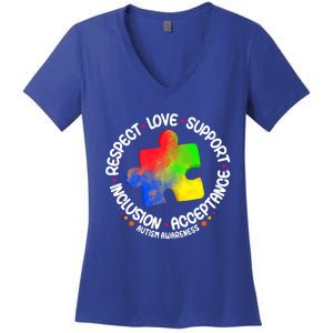 Autism Great Gift Respect Love Support Autism Awareness Cool Gift Women's V-Neck T-Shirt