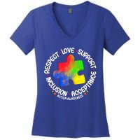 Autism Great Gift Respect Love Support Autism Awareness Cool Gift Women's V-Neck T-Shirt