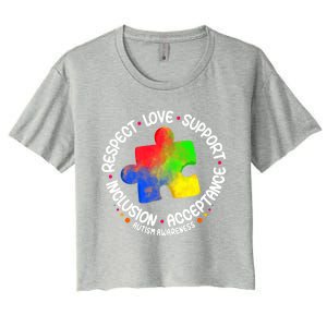 Autism Great Gift Respect Love Support Autism Awareness Cool Gift Women's Crop Top Tee