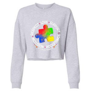 Autism Great Gift Respect Love Support Autism Awareness Cool Gift Cropped Pullover Crew