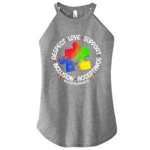 Autism Great Gift Respect Love Support Autism Awareness Cool Gift Women's Perfect Tri Rocker Tank