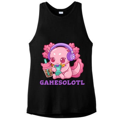 Axolotl Gaming Gamer Video Games Boba Tea Bubble Anime Ladies PosiCharge Tri-Blend Wicking Tank